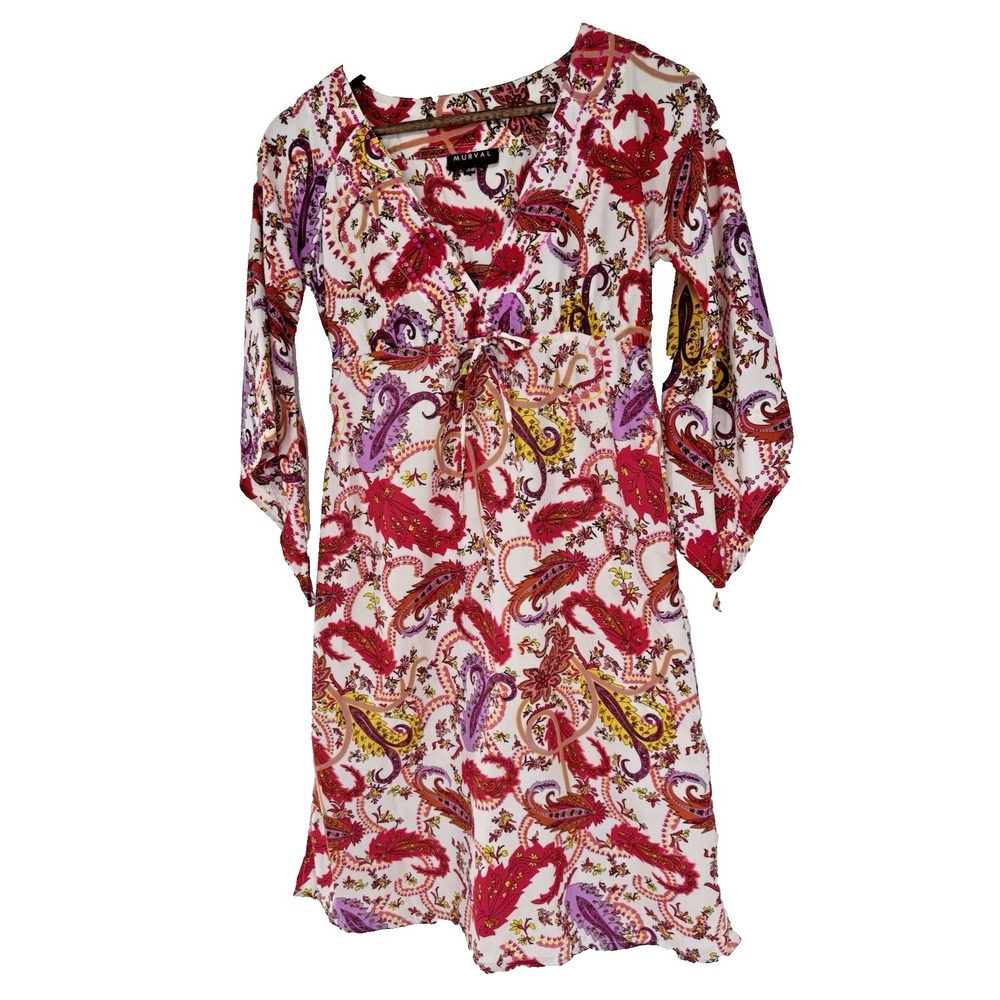 Murval Festival Flare sleeve S/M V-neck 70s‎ sequin tie front maximalist hippie